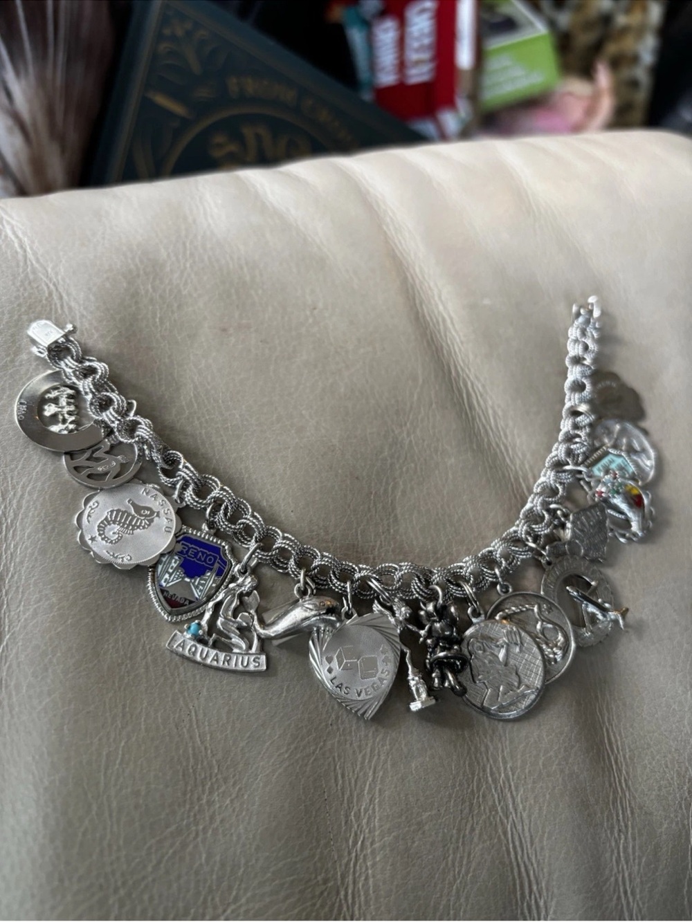 Vintage Silver Silver Charm Bracelet with Aquatic & Zodiac Charms - Unbranded